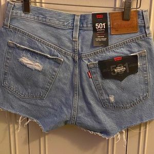 Shredded shorts designed with a classic button fly and an edgy summertime look.